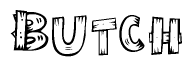 The clipart image shows the name Butch stylized to look like it is constructed out of separate wooden planks or boards, with each letter having wood grain and plank-like details.