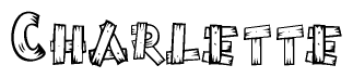 The clipart image shows the name Charlette stylized to look like it is constructed out of separate wooden planks or boards, with each letter having wood grain and plank-like details.