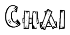 The image contains the name Chai written in a decorative, stylized font with a hand-drawn appearance. The lines are made up of what appears to be planks of wood, which are nailed together