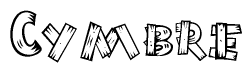 The clipart image shows the name Cymbre stylized to look as if it has been constructed out of wooden planks or logs. Each letter is designed to resemble pieces of wood.