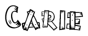 The clipart image shows the name Carie stylized to look like it is constructed out of separate wooden planks or boards, with each letter having wood grain and plank-like details.