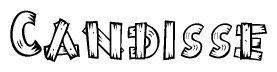 The image contains the name Candisse written in a decorative, stylized font with a hand-drawn appearance. The lines are made up of what appears to be planks of wood, which are nailed together