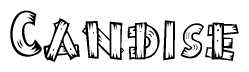 The image contains the name Candise written in a decorative, stylized font with a hand-drawn appearance. The lines are made up of what appears to be planks of wood, which are nailed together