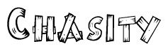 The image contains the name Chasity written in a decorative, stylized font with a hand-drawn appearance. The lines are made up of what appears to be planks of wood, which are nailed together