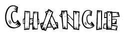 The image contains the name Chancie written in a decorative, stylized font with a hand-drawn appearance. The lines are made up of what appears to be planks of wood, which are nailed together