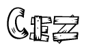 The image contains the name Cez written in a decorative, stylized font with a hand-drawn appearance. The lines are made up of what appears to be planks of wood, which are nailed together