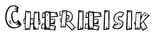 The clipart image shows the name Cherieisik stylized to look like it is constructed out of separate wooden planks or boards, with each letter having wood grain and plank-like details.