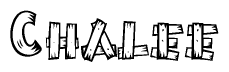 The image contains the name Chalee written in a decorative, stylized font with a hand-drawn appearance. The lines are made up of what appears to be planks of wood, which are nailed together