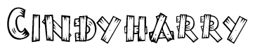 The clipart image shows the name Cindyharry stylized to look like it is constructed out of separate wooden planks or boards, with each letter having wood grain and plank-like details.