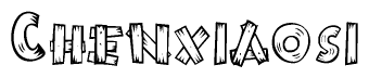 The clipart image shows the name Chenxiaosi stylized to look like it is constructed out of separate wooden planks or boards, with each letter having wood grain and plank-like details.