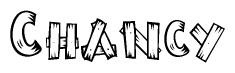 The clipart image shows the name Chancy stylized to look like it is constructed out of separate wooden planks or boards, with each letter having wood grain and plank-like details.