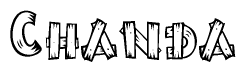 The clipart image shows the name Chanda stylized to look like it is constructed out of separate wooden planks or boards, with each letter having wood grain and plank-like details.