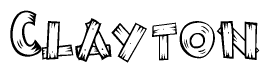 The clipart image shows the name Clayton stylized to look like it is constructed out of separate wooden planks or boards, with each letter having wood grain and plank-like details.