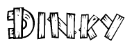 The clipart image shows the name Dinky stylized to look as if it has been constructed out of wooden planks or logs. Each letter is designed to resemble pieces of wood.