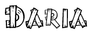 The clipart image shows the name Daria stylized to look like it is constructed out of separate wooden planks or boards, with each letter having wood grain and plank-like details.