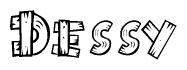 The clipart image shows the name Dessy stylized to look like it is constructed out of separate wooden planks or boards, with each letter having wood grain and plank-like details.
