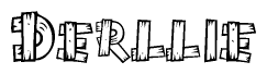 The clipart image shows the name Derllie stylized to look like it is constructed out of separate wooden planks or boards, with each letter having wood grain and plank-like details.