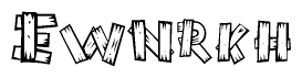 The clipart image shows the name Ewnrkh stylized to look like it is constructed out of separate wooden planks or boards, with each letter having wood grain and plank-like details.