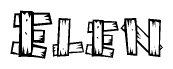 The clipart image shows the name Elen stylized to look as if it has been constructed out of wooden planks or logs. Each letter is designed to resemble pieces of wood.