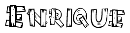 The image contains the name Enrique written in a decorative, stylized font with a hand-drawn appearance. The lines are made up of what appears to be planks of wood, which are nailed together