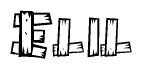 The image contains the name Elil written in a decorative, stylized font with a hand-drawn appearance. The lines are made up of what appears to be planks of wood, which are nailed together