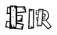 The image contains the name Eir written in a decorative, stylized font with a hand-drawn appearance. The lines are made up of what appears to be planks of wood, which are nailed together