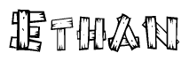 The clipart image shows the name Ethan stylized to look as if it has been constructed out of wooden planks or logs. Each letter is designed to resemble pieces of wood.
