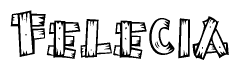 The clipart image shows the name Felecia stylized to look like it is constructed out of separate wooden planks or boards, with each letter having wood grain and plank-like details.