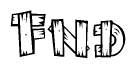The clipart image shows the name Fnd stylized to look like it is constructed out of separate wooden planks or boards, with each letter having wood grain and plank-like details.
