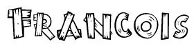 The clipart image shows the name Francois stylized to look like it is constructed out of separate wooden planks or boards, with each letter having wood grain and plank-like details.