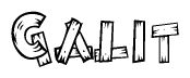 The clipart image shows the name Galit stylized to look as if it has been constructed out of wooden planks or logs. Each letter is designed to resemble pieces of wood.