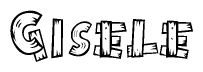 The clipart image shows the name Gisele stylized to look like it is constructed out of separate wooden planks or boards, with each letter having wood grain and plank-like details.