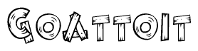 The clipart image shows the name Goattoit stylized to look like it is constructed out of separate wooden planks or boards, with each letter having wood grain and plank-like details.