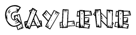 The clipart image shows the name Gaylene stylized to look like it is constructed out of separate wooden planks or boards, with each letter having wood grain and plank-like details.