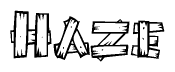The clipart image shows the name Haze stylized to look like it is constructed out of separate wooden planks or boards, with each letter having wood grain and plank-like details.