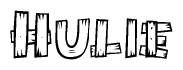 The clipart image shows the name Hulie stylized to look like it is constructed out of separate wooden planks or boards, with each letter having wood grain and plank-like details.