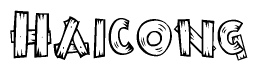The clipart image shows the name Haicong stylized to look like it is constructed out of separate wooden planks or boards, with each letter having wood grain and plank-like details.