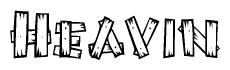 The clipart image shows the name Heavin stylized to look as if it has been constructed out of wooden planks or logs. Each letter is designed to resemble pieces of wood.