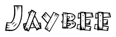 The clipart image shows the name Jaybee stylized to look like it is constructed out of separate wooden planks or boards, with each letter having wood grain and plank-like details.