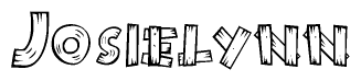 The clipart image shows the name Josielynn stylized to look as if it has been constructed out of wooden planks or logs. Each letter is designed to resemble pieces of wood.