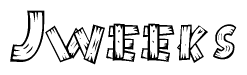 The clipart image shows the name Jweeks stylized to look like it is constructed out of separate wooden planks or boards, with each letter having wood grain and plank-like details.