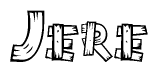 The clipart image shows the name Jere stylized to look as if it has been constructed out of wooden planks or logs. Each letter is designed to resemble pieces of wood.