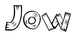 The clipart image shows the name Jow stylized to look as if it has been constructed out of wooden planks or logs. Each letter is designed to resemble pieces of wood.