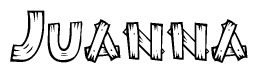 The clipart image shows the name Juanna stylized to look like it is constructed out of separate wooden planks or boards, with each letter having wood grain and plank-like details.