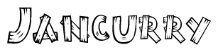 The clipart image shows the name Jancurry stylized to look like it is constructed out of separate wooden planks or boards, with each letter having wood grain and plank-like details.