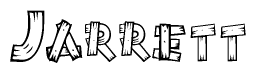 The clipart image shows the name Jarrett stylized to look as if it has been constructed out of wooden planks or logs. Each letter is designed to resemble pieces of wood.