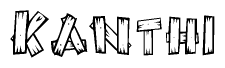The clipart image shows the name Kanthi stylized to look like it is constructed out of separate wooden planks or boards, with each letter having wood grain and plank-like details.