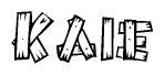 The clipart image shows the name Kaie stylized to look as if it has been constructed out of wooden planks or logs. Each letter is designed to resemble pieces of wood.