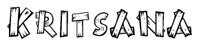 The image contains the name Kritsana written in a decorative, stylized font with a hand-drawn appearance. The lines are made up of what appears to be planks of wood, which are nailed together