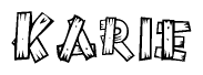The clipart image shows the name Karie stylized to look like it is constructed out of separate wooden planks or boards, with each letter having wood grain and plank-like details.